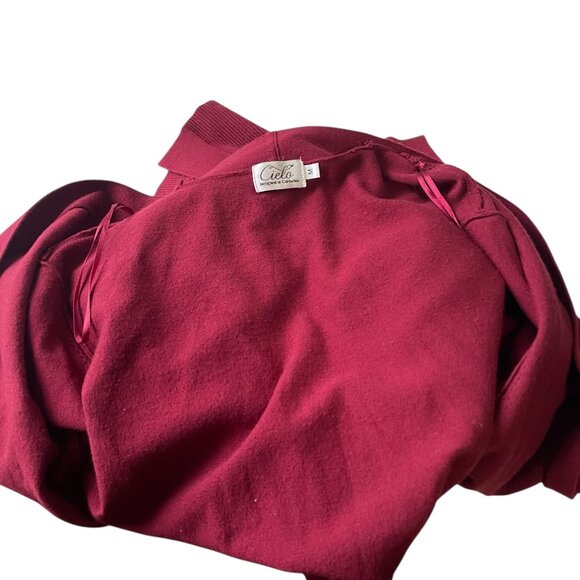 Vintage Cielo Burgundy Autumn Open Cardigan: Fall Winter Cardigan Sweater - Picture 6 of 6